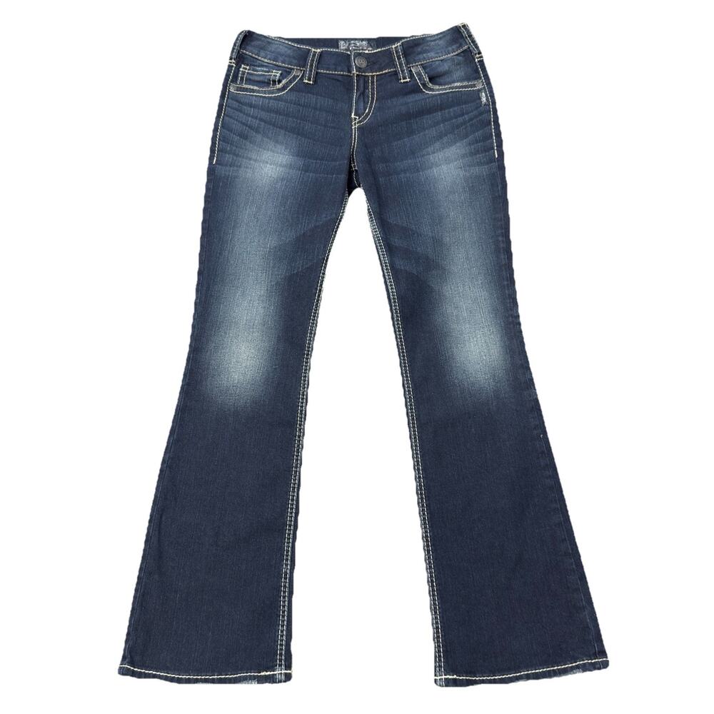 Silver Jeans Suki Mid Rise Slim Boot Stretch Denim Womens 30x31 Dark Wash Preppy